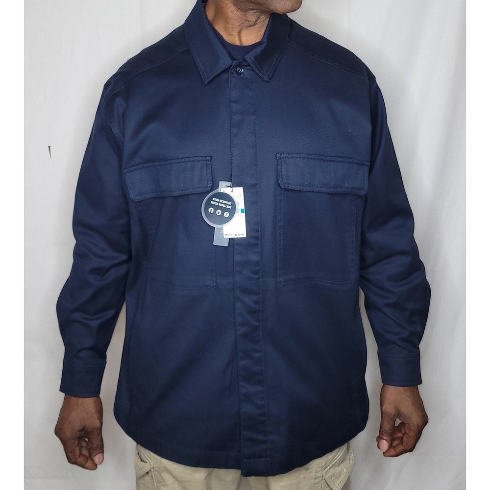 Perry Ellis ~ Navy Blue‎ Performance Shacket ~ Water Repellent, Stain Resistant